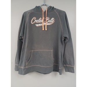 J. America L Crested Butte Colorado Hoodie Gray/Coral Trim Souvenir